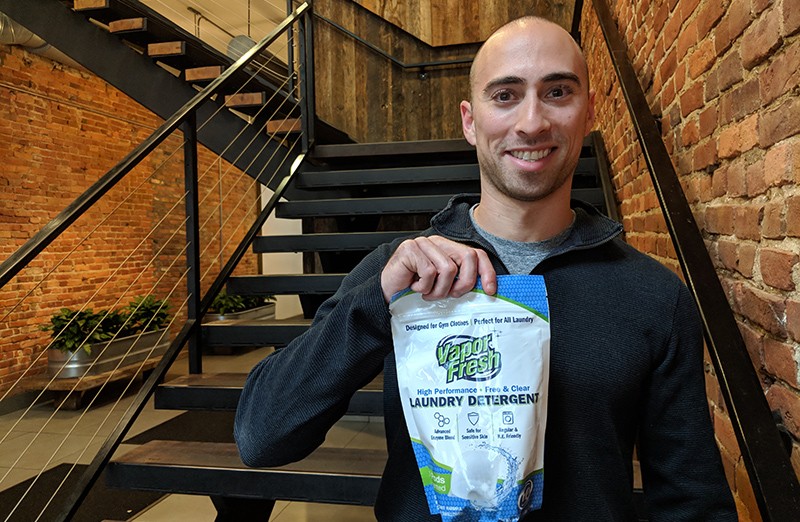 He created green cleaning products for the locker room. Now he’s bringing them to your laundry room.